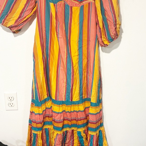 ANTHROPOLOGIE X FARM RIO Size Large RAINBOW STRIPED MIDI DRESS - Picture 3 of 7
